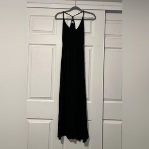 Ava Sky Fighting Eel Racer Back Black‎ Tencell Maxi Dress Resort Hawaiian